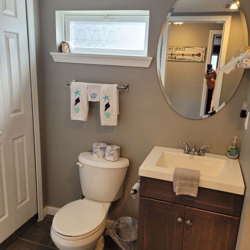 Bathroom:  very cute newly-renovated bathroom with a walk-in shower.