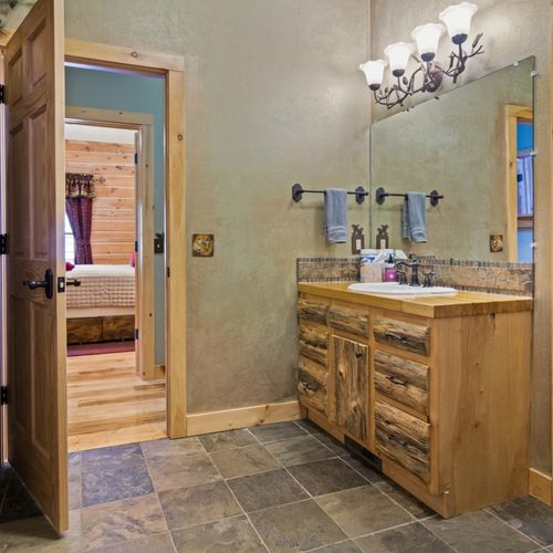 Bathroom #1 (main floor):  full bathroom with walk-in shower on the first floor.