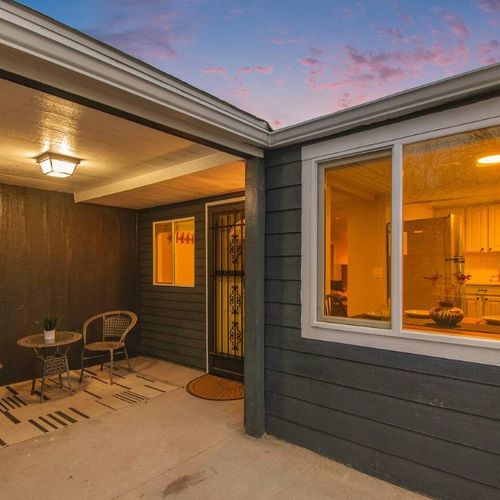 - unwind on the charming covered patio with cozy seating and a warm evening glow
- great for sipping coffee or sharing a glass of wine just steps from your front door
- ambient lighting and stylish décor set the tone for a welcoming stay