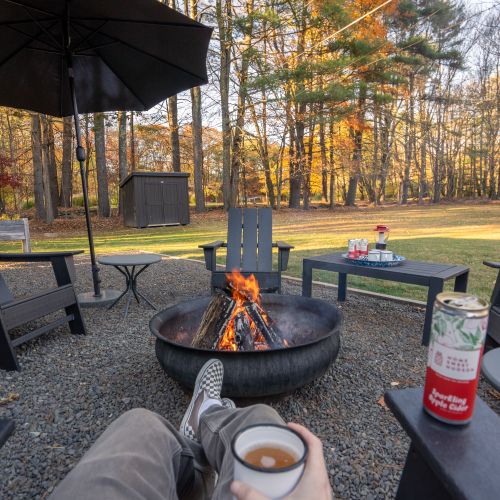 Enjoy Home Sweet Hudson Cider by our fire pit