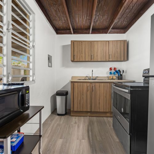 Sleek design, spacious countertops, and ample storage.
