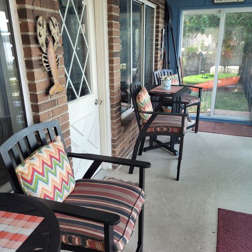 Sunroom:  the lovely sunroom with a great view of the lake! Perfect for morning coffee or evening wine!
