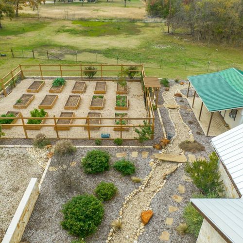 Aerial View of Raised Gardens