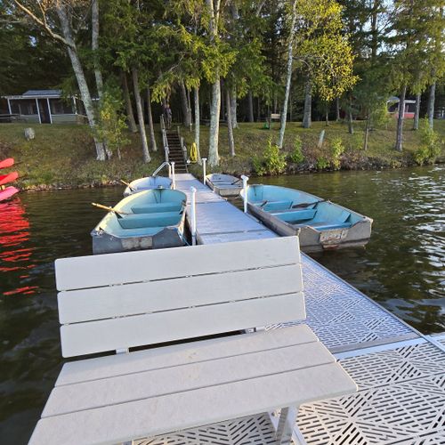 Exterior:  the private dock, row boats, and kayaks