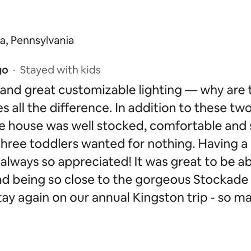 Reviews from the previous listing. Home Sweet Hudson is proud to now be managing this beautiful property in the heart of Kingston!