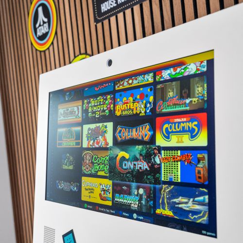 Bold, colorful arcade cabinet — a standout centerpiece of the game room.