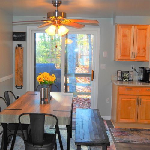 Dining area:  lovely dining area with seating for 6 adults between the kitchen and the living room.