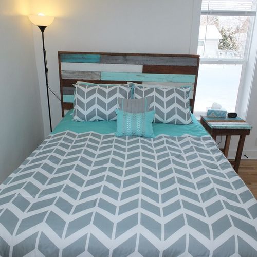 Bedroom #1 (downstairs):  a close-up of the lovely queen-size bed