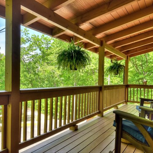 Relax with a warm cup of coffee while taking in the serene surroundings, whether on the porch or in one of the many cozy seating spots scattered throughout the property.