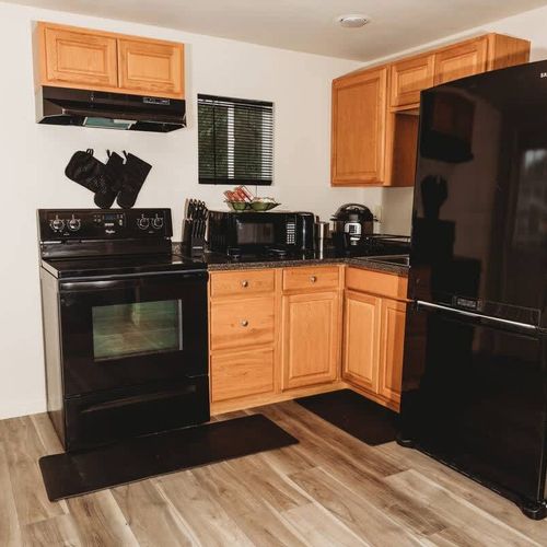 Fully equipped kitchen for home-cooked meals.