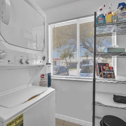 The unit has a washer and dryer for your convenience.