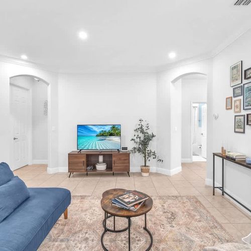 The home features thoughtfully curated décor and art pieces that add character and charm to every room