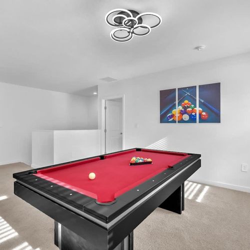 This unit also features a pool table, perfect for friendly matches, practicing your shots, or enjoying game nights with friends and family.