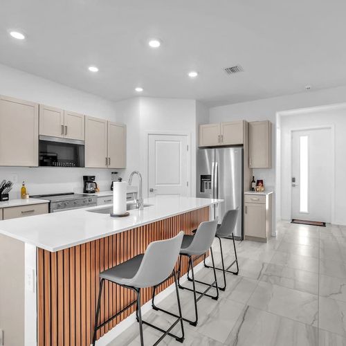 Cook with ease in the full-sized kitchen, complete with everything you need and all the basic tools to prepare your favorite meals.