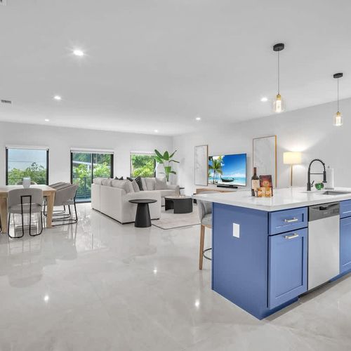 Living Room, Dining Room, and Kitchen