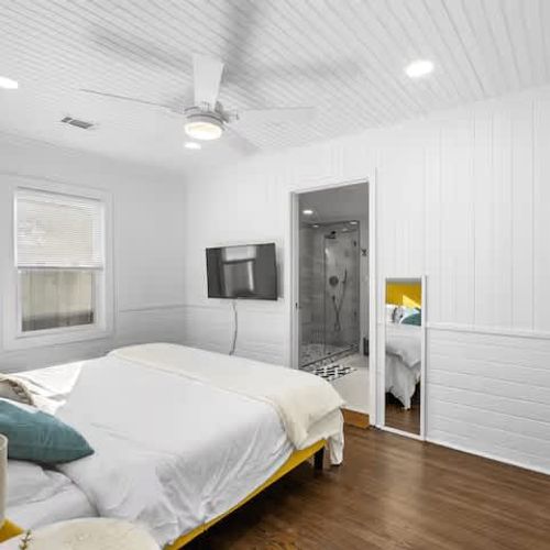 Comfortable king sized bed with quality mattress and hypoallergenic linens