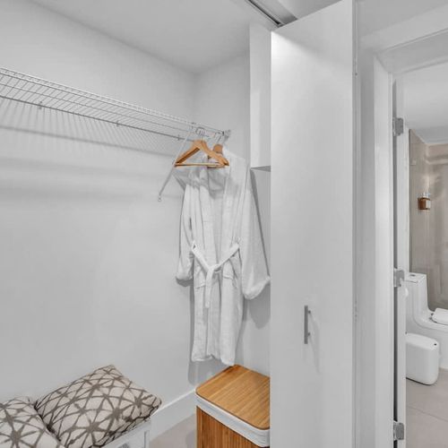 Spacious closet to comfortably store your clothes and luggage.