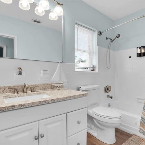 Bathrooms are thoroughly cleaned and refreshed with fresh towels for every guest.