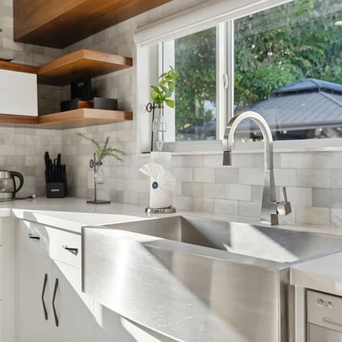 Generous prep area with sleek, clean countertops that make cooking effortless.