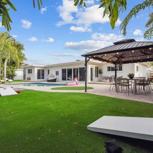 Outdoor cornhole boards ideal for group games and casual family entertainment.