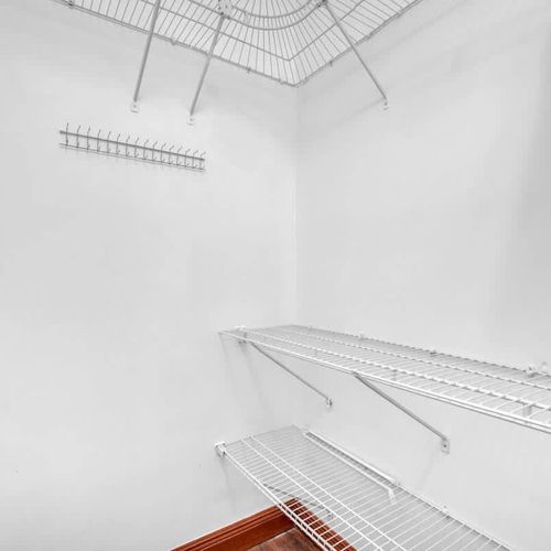 Convenient storage options throughout the space.