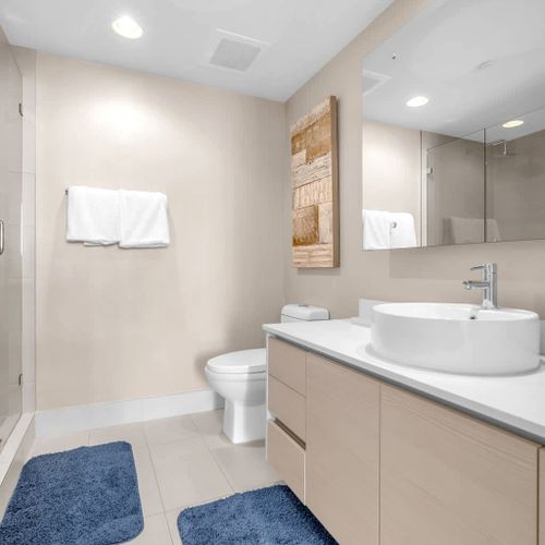 Each bathroom is thoroughly cleaned and supplied with essential amenities for a convenient and comfortable experience.