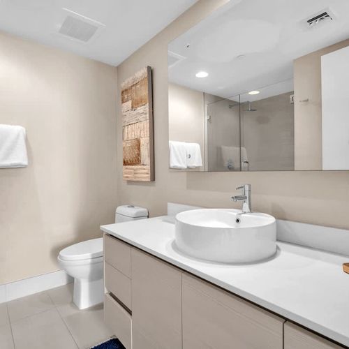 Each bathroom is thoroughly cleaned and supplied with essential amenities for a convenient and comfortable experience.