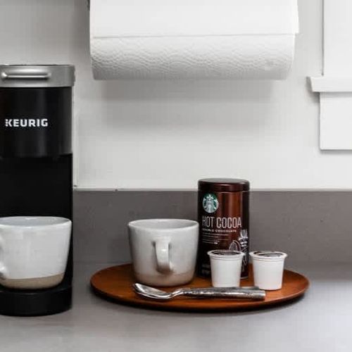 Brew your perfect cup with a choice of four diverse coffee makers. Including Breville's classic drip, a Keurig, a french press and a classic stove top espresso pot (not all pictured). Embark on a coffee journey tailored to your taste.