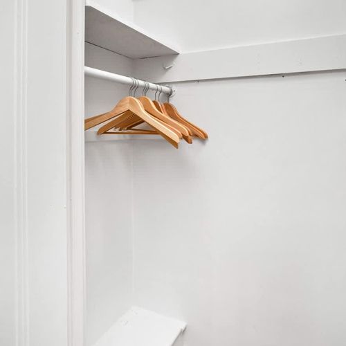 Our ample closet space invites you to unpack, unwind and make yourself at home. Your comfort is our priority, and with plenty of room for your wardrobe. Enjoy your stay.