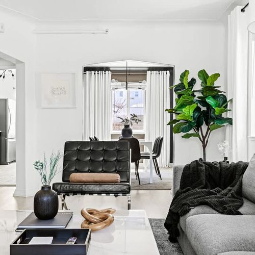 Living area looking into dining area