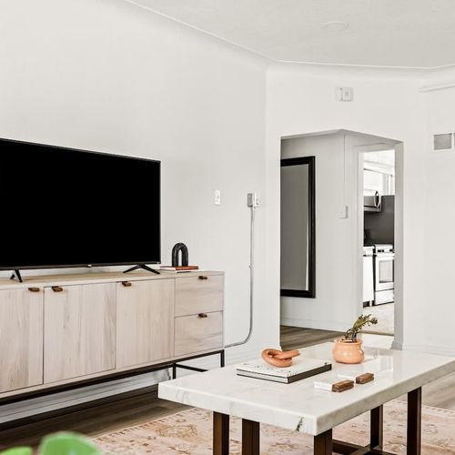 Living area looking into kitchen