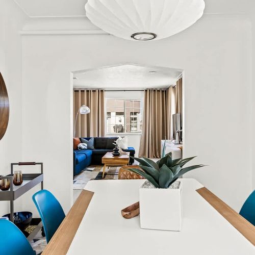 Dining area looking into living area