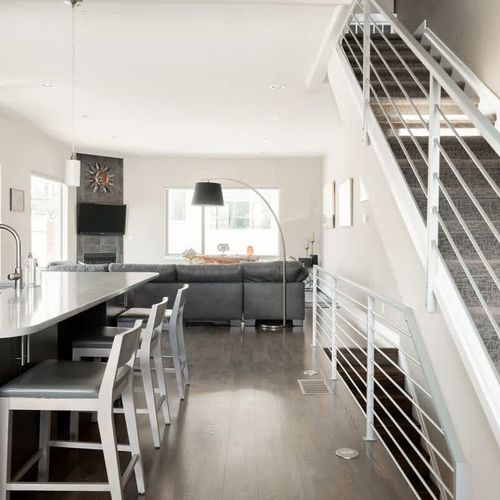 Bar-style seating at the kitchen island