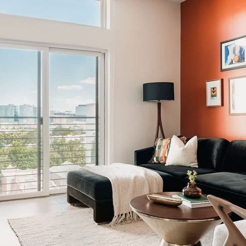 Living area with city views