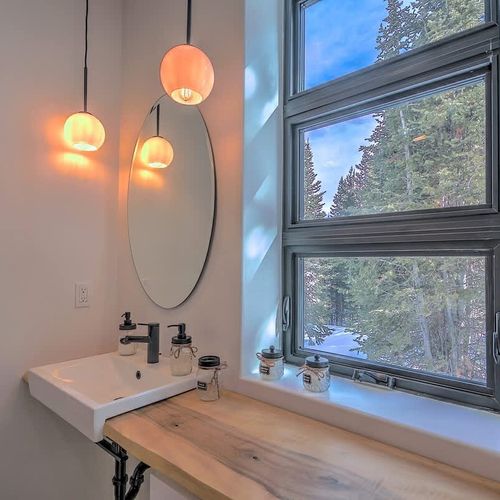 Full bathrooms with single vanity