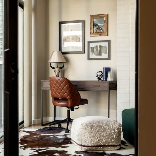 Bright workspace with floor-to-ceiling windows