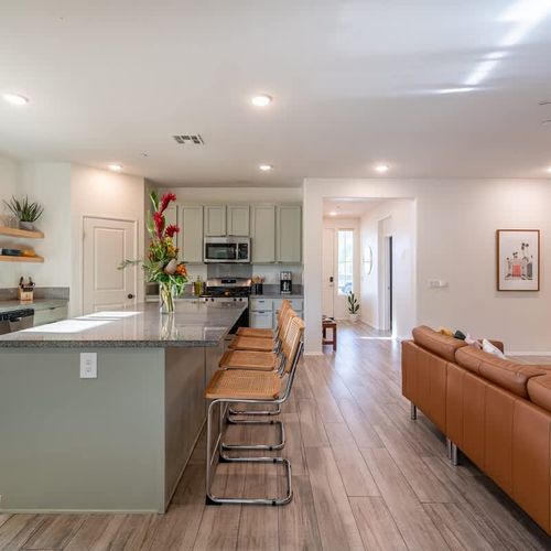 Open kitchen and living area