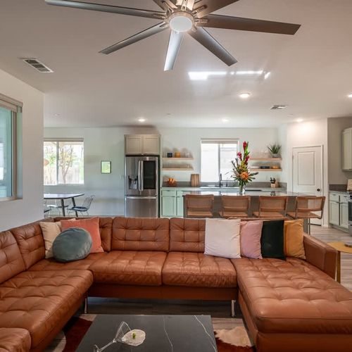 Living area and kitchen