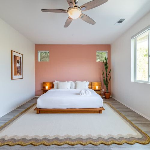 Primary bedroom with king bed