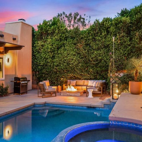 Outdoor fire-pit at night