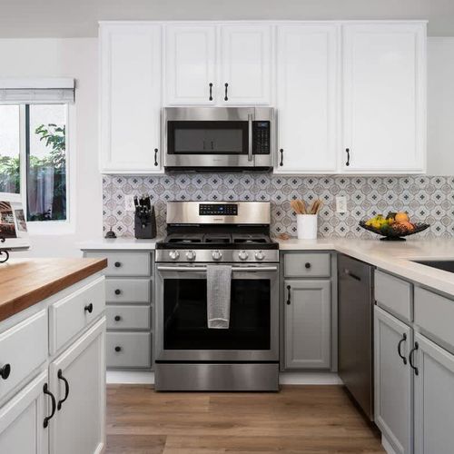 Kitchen with all stainless steel appliances