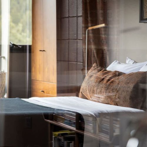 Queen bed in the primary bedroom