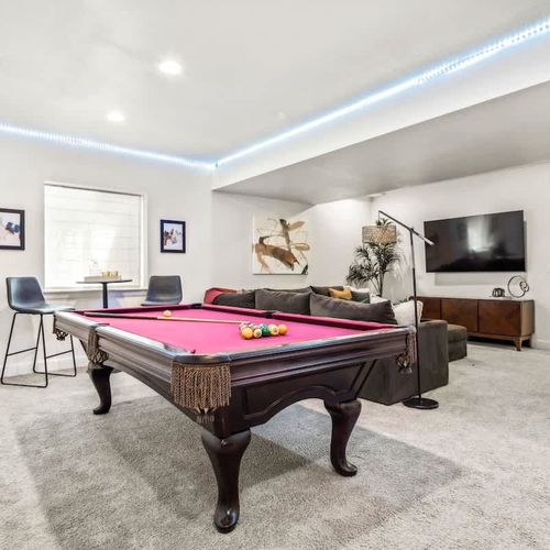 Pool table in the basement