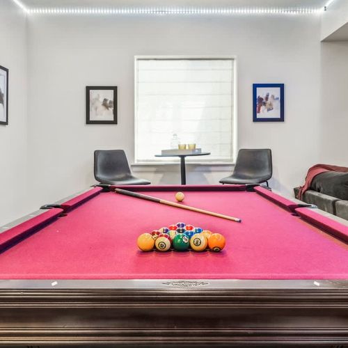 Pool table in basement