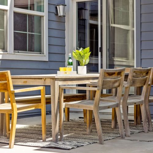 Outdoor dining area on back patio