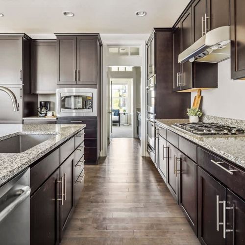 The kitchen leads to the office