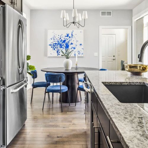 Looking from the kitchen into the dining area