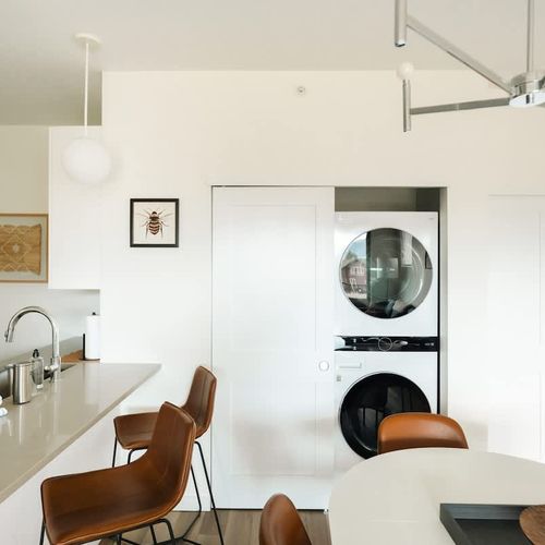 Dining area with laundry closet