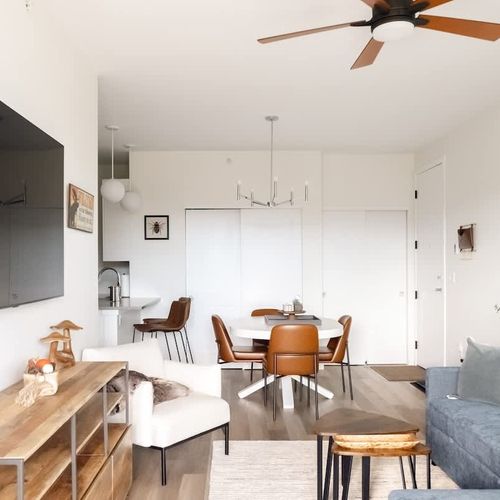 Living and dining areas