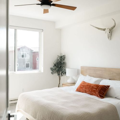 Primary bedroom with king bed